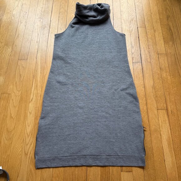 Banana Republic Size XL Gray Micro-Stripe Sleeveless Knit Turtleneck Tunic Dress - Picture 14 of 14